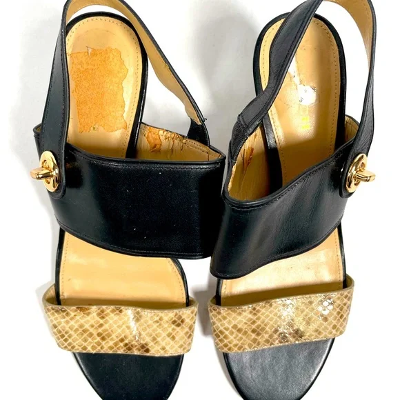 Coach Strappy Heal Size 7 Snake Skin and Black - Picture 5 of 6